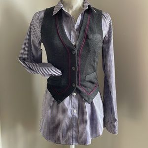 NEW⭐️ Theory Cotton Cashmere Blend Knit Vest Charcoal Small, fits like XS